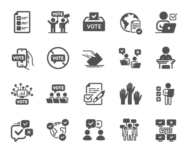 Votar Iconos Simples Elecciones Públicas Urnas Papeletas Candidato Voto Político — Archivo Imágenes Vectoriales