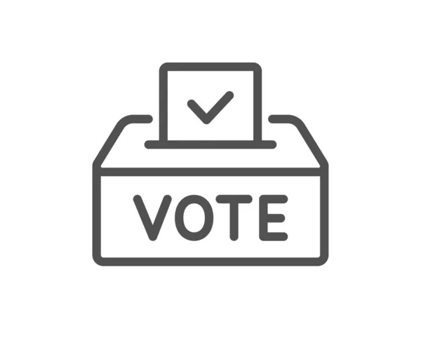 Casella Voto Icona Della Linea Segno Voto Simbolo Delle Elezioni — Vettoriale Stock