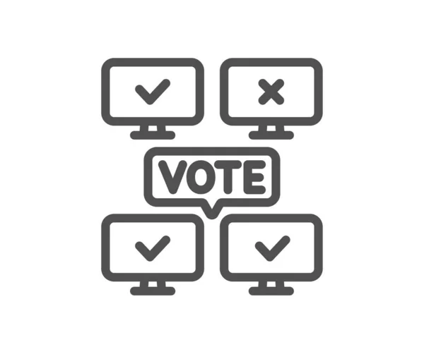 Icono Línea Votación Línea Signo Voto Por Internet Símbolo Elección — Vector de stock