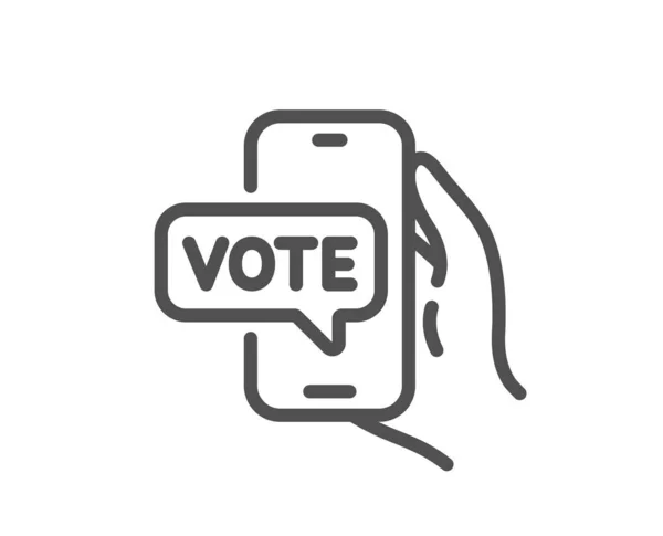 オンライン投票ラインアイコン インターネット投票のサイン ウェブ選挙のシンボル 品質設計要素 線形スタイルオンライン投票アイコン 編集可能なストローク ベクトル — ストックベクタ