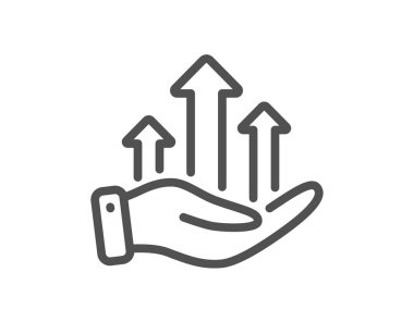 Büyüme çizelgesi simgesi. Para kazanma işareti. Yatırım sembolü. Kalite tasarım elemanı. Doğrusal biçim büyüme grafiği simgesi. Düzenlenebilir felç. Vektör