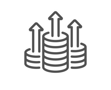Bütçe çizgisi simgesi. Para kazanma işareti. Nakit para kar sembolü. Kalite tasarım elemanı. Doğrusal bütçe simgesi. Düzenlenebilir felç. Vektör