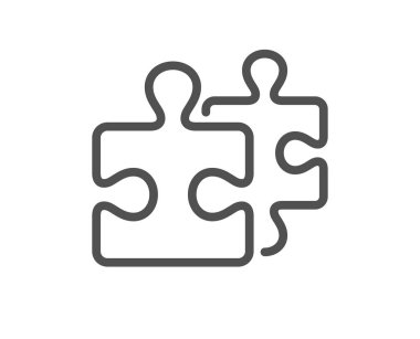 Bulmaca parçaları çizgi simgesi. Yapboz oyunu tabelası. İş çözüm sembolü. Kalite tasarım elemanı. Doğrusal biçim yapboz simgesi. Düzenlenebilir felç. Vektör