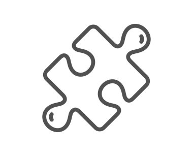 Bulmaca çizgisi simgesi. Yapboz parçası işareti. İş meydan okuma sembolü. Kalite tasarım elemanı. Doğrusal biçim yapboz simgesi. Düzenlenebilir felç. Vektör