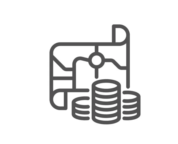 Icono Línea Mapa Del Tesoro Señal Meta Inversión Dinero Moneda — Vector de stock