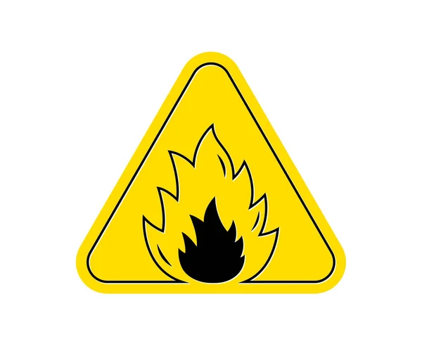 Icono Atención Fuego Amarillo Señal Atención Inflamable Triángulo Aislado Icono — Vector de stock