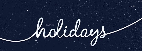 Happy Holidays Continuous Line Night Sky Stars Pattern Greeting Card — 스톡 벡터