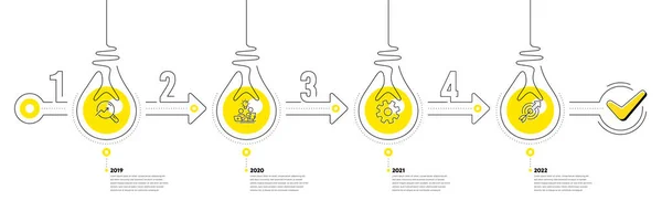 Linha Tempo Infográfico Com Lâmpadas Ícones Passos Ideia Caminho Viagem —  Vetores de Stock