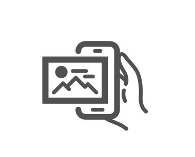 Resim albümü basit simgesi. Telefon işareti. Akıllı telefon resim galerisi sembolü. Klasik düz stil. Kalite tasarım elemanı. Basit resim albüm simgesi. Vektör