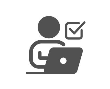 Çevrimiçi oylama simgesi. İnternet oylama tabelası. Web seçim sembolü. Klasik düz stil. Kalite tasarım elemanı. Basit bir çevrimiçi oy kullanma ikonu. Vektör