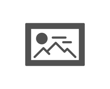 Fotoğraf simgesi kadar basit. Resim küçük resim işareti. Resim tutucu sembolü. Klasik düz stil. Kalite tasarım elemanı. Basit bir fotoğraf simgesi. Vektör