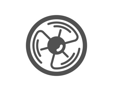 Hava vantilatörü basit bir simge. Rüzgar türbini enerji işareti. Havalandırma pervanesi sembolü. Klasik düz stil. Kalite tasarım elemanı. Basit bir havalandırma ikonu. Vektör