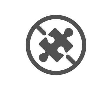 Bulmaca simgesi yok. Yapboz parçası işareti. İş meydan okuma sembolü. Klasik düz stil. Kalite tasarım elemanı. Basit bulmaca simgesi yok. Vektör