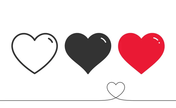 Hartpictogrammen Vector Ingesteld Perfecte Liefde Continue Lijn Symbool Valentijnsdag Geïsoleerde — Stockvector