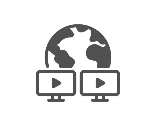Conferenza Virtuale Semplice Icona Segnale Formazione Online Simbolo Presentazione Video — Vettoriale Stock