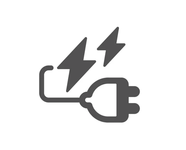 电源插头简单图标 电池标志的能量类型 闪电的象征 经典的扁平风格 质量设计要素 简单的电源插头图标 — 图库矢量图片