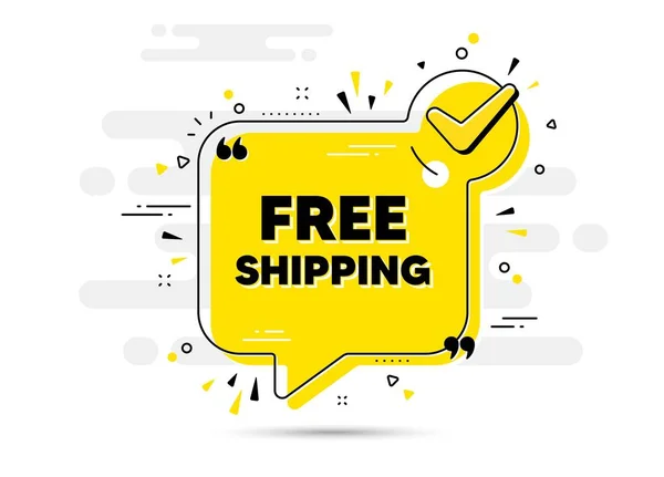 Free Shipping Text Check Mark Chat Bubble Banner Delivery Included — Stock Vector