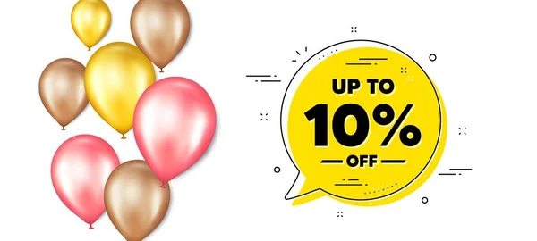 Hasta Por Ciento Descuento Venta Banner Promoción Globos Con Burbuja — Vector de stock