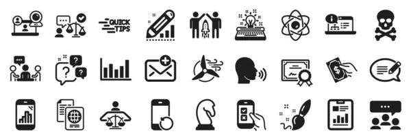 Reeks Pictogrammen Voor Onderwijs Zoals Partnership Human Sing Message Icons — Stockvector