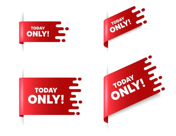 Today Only Sale Symbol Red Ribbon Tag Banners Set Special — Stock Vector