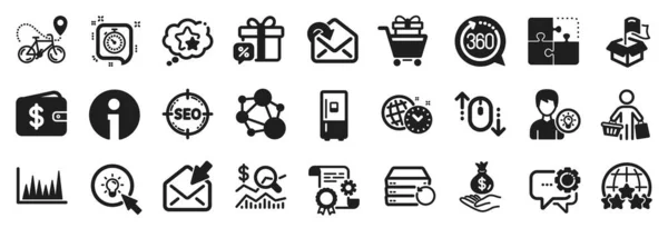 Conjunto Iconos Negocio Como Empleados Mensajero Gráfico Línea Iconos Energía — Vector de stock