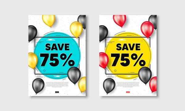 Šetři Letáky Realistickým Obalem Balónků Prodej Sleva Nabídka Cena Znamení — Stockový vektor