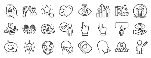 Set Von Menschen Symbolen Wie Gesichtsbiometrie Beratungsunternehmen Liebe Ticket Symbole — Stockvektor
