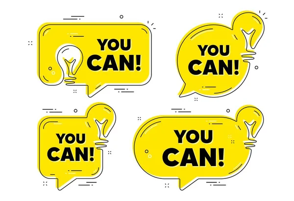 Puedes Mensaje Motivación Idea Burbujas Chat Amarillo Eslogan Motivacional Frase — Vector de stock