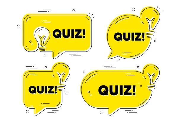 Quiz Text Idea Yellow Chat Bubbles Answer Question Sign Examination — Stock Vector