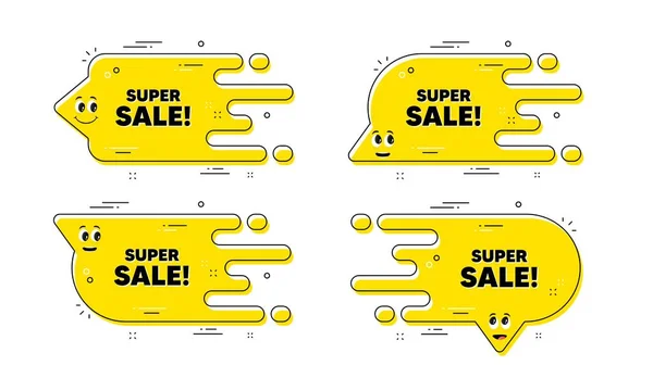 Super Sale Text Cartoon Face Transition Chat Blase Preisschild Für — Stockvektor