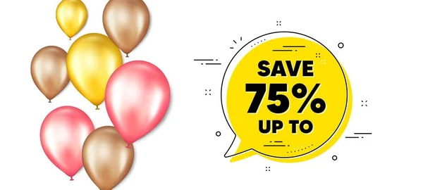 Sparen Sie Bis Prozent Werbebanner Für Luftballons Mit Chat Blase — Stockvektor