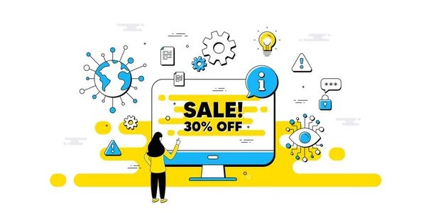 Sale Percent Discount Internet Safe Data Infographics Promotion Price Offer — Stock Vector