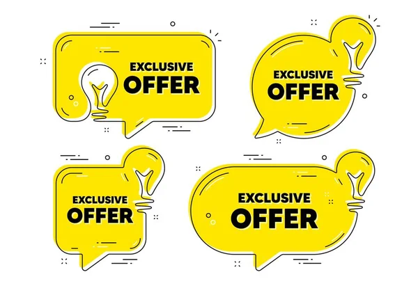 Exclusive Offer Text Idea Yellow Chat Bubbles Sale Price Sign — Stock Vector