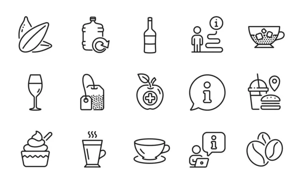 Conjunto Iconos Comida Bebida Icono Incluido Como Helado Granos Café — Vector de stock