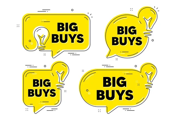 Grandes Compras Texto Idea Burbujas Chat Amarillo Oferta Especial Signo — Archivo Imágenes Vectoriales