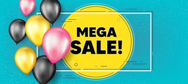 Mega Sale Κείμενο Μπαλόνια Πλαισιώνουν Πανό Προώθησης Ειδική Ένδειξη Τιμής — Διανυσματικό Αρχείο
