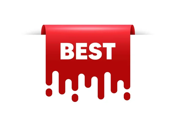 Melhor Texto Promoção Banner Etiqueta Fita Vermelha Oferta Especial Sinal — Vetor de Stock