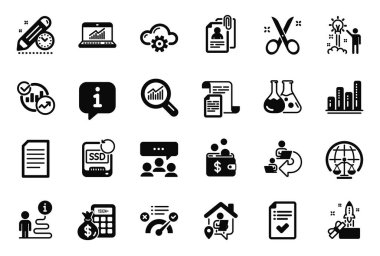 Yenilikçilik, Sulh Mahkemesi ve Kurtarma simgeleri ile ilgili Eğitim ikonlarının vektör kümesi. Proje bitiş tarihi, Bulut hesaplama ve Finans hesap makinesi işaretleri. Delege işi, yaratıcı fikir. Vektör