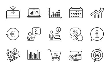 Finans simgeleri ayarlandı. Döviz değişimi, ödeme yöntemi, şamdan tabelaları olarak simge içerir. Özel teklif, para birimi, bar şemaları. Nokta çizimi, takvim, talep eğrisi. Vektör