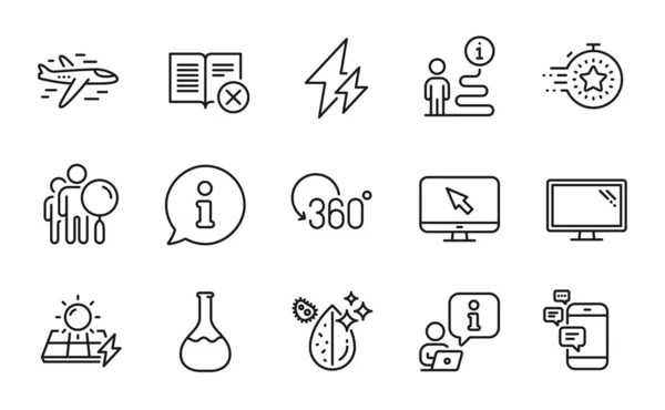 Technology Icons Set Included Icon Full Rotation Airplane Timer Signs — Stock Vector