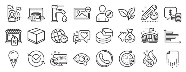 Set Business Icons Add Photo Piggy Bank Market Sale Icons — Stock Vector