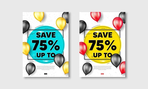 Sparen Sie Bis Prozent Flyer Mit Realistischem Luftballonumschlag Discount Sale — Stockvektor