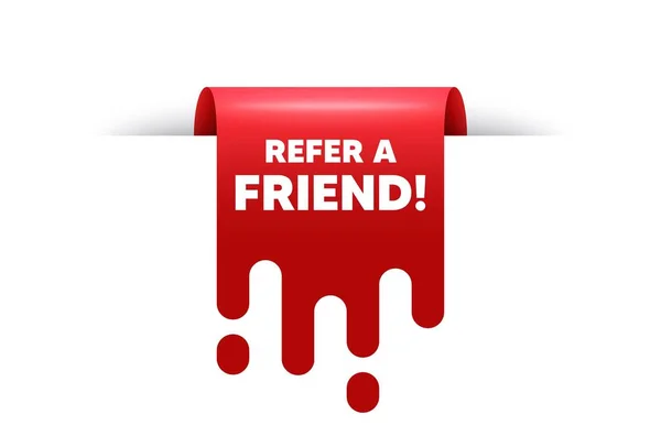 Refer Friend Text Red Ribbon Tag Banner Referral Program Sign — Stock Vector