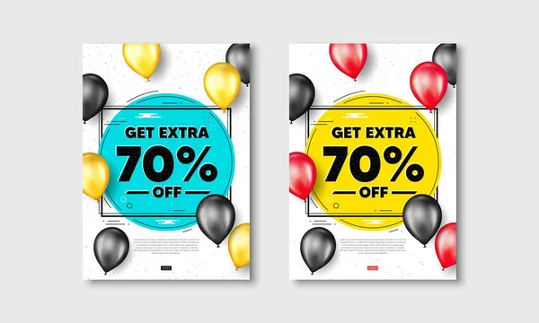 Get Extra Percent Sale Flyer Posters Realistic Balloons Cover Discount — Stock Vector