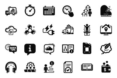 Kazanan podyum, piyano ve teneke yağ ikonlarıyla ilgili Eğitim ikonlarının vektör kümesi. Onaylanmış belge, kulaklıklar ve hızlı bahşiş tabelaları. Çalışan sonuç, teknik algoritma ve çalışma evi. Vektör