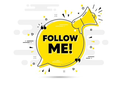 Mesajımı takip et. Megafon sohbet pankartı uyarısı. Özel teklif işareti. Süper teklif sembolü. Hoparlörden beni takip et. Megafon geçmişini uyarın. Vektör