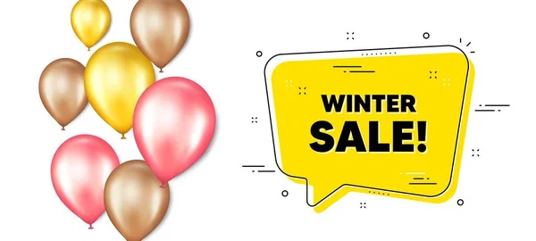 Texto Venda Inverno Balões Banner Promoção Com Bolha Chat Oferta — Vetor de Stock