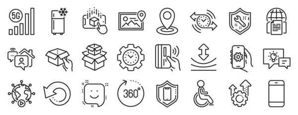 Set Technology Icons Seo Gear Spanner Resilience Icons Time Management — Stock Vector