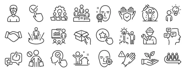 Set People Icons Loyalty Star Group People Helping Hand Icons — Stock Vector