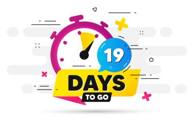 Geriye 19 gün kaldı ikon. Geri sayım tarihini söyle. Stopwatch ile soyut afiş. İmzalamak için 19 gün. Kont randevu sohbet baloncuğu teklif ediyor. Sayılı geri sayım zamanlayıcısı. Vektör